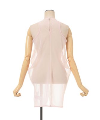 Draped Jersey Sheer Sleeveless Top
