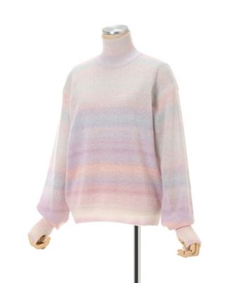 Gradation High Neck Knit Top 6S