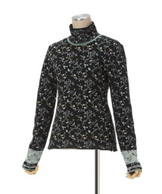 ミミ Floral Motif Glitter High Neck Knit