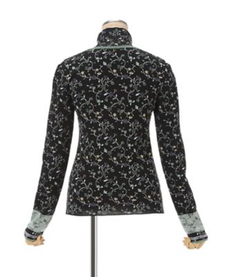 Floral Motif Glitter High Neck Knit