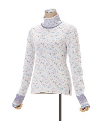 Floral Motif Glitter High Neck Knit