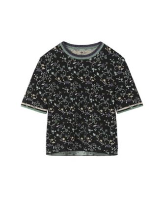 Floral Motif Glitter Short Sleeve