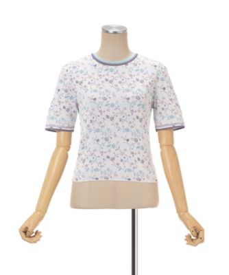 Floral Motif Glitter Short Sleeve