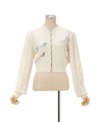 3D Floral Motif Knit Cardigan 6S
