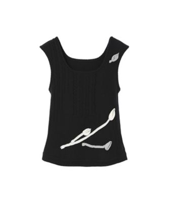 3D Floral Motif Sleeveless Knit Top