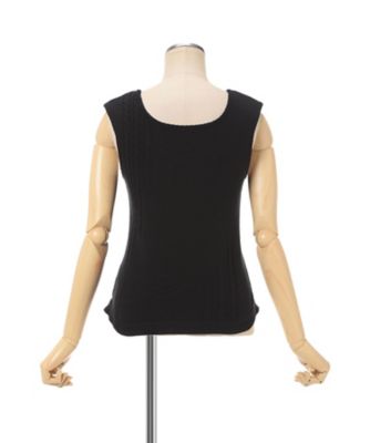 3D Floral Motif Sleeveless Knit Top