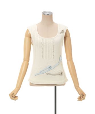 3D Floral Motif Sleeveless Knit Top