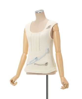 3D Floral Motif Sleeveless Knit Top