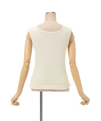 3D Floral Motif Sleeveless Knit Top