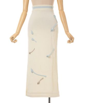 3D Floral Motif Knit Skirt 6S