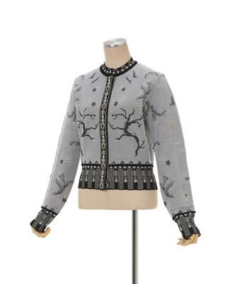 Layered Jacquard Knit Cardigan 6S