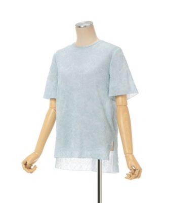 Floral Jacquard Sheer Short Sleeve