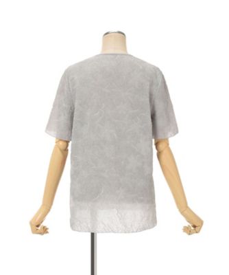 トップス MM Floral Jacquard Sheer Short Sleeve