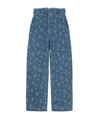 Floral Jacquard High Waisted Denim