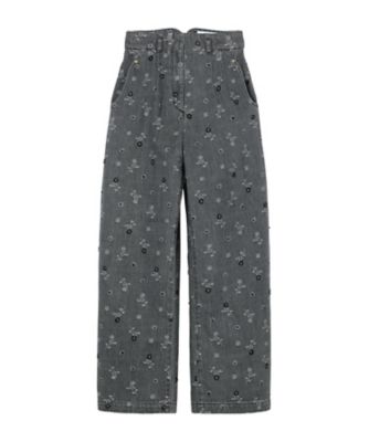 ＜Mame Kurogouchi (Women)＞Ｆｌｏｒａｌ　Ｊａｃｑｕａｒｄ　Ｈｉｇｈ　Ｗａｉｓｔｅｄ　Ｄｅｎｉｍ　Ｔｒｏｕｓｅｒｓ　６Ｓ／ＭＭ２６ＳＳ－ＰＴ０８０
