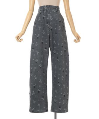 昆布ろりー Floral Jacquard High Waisted Denim