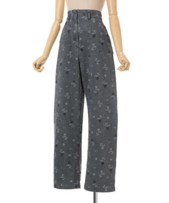 Floral Jacquard High Waisted Denim