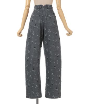 Floral Jacquard High Waisted Denim