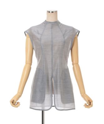 mame 2015aw ウール×メッシュトップス Wool Georgette Top MM25FWーSH086 | Mame