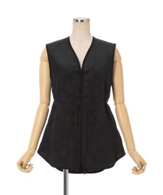 トップス Raised Jacquard Frog Button Vest - black Raised Jacquard Frog Button Vest 6S