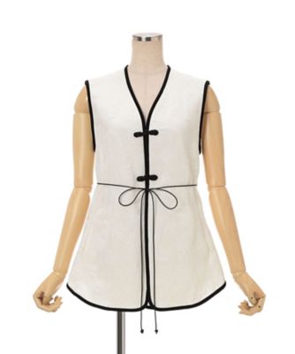 めぐちゃ Raised Jacquard Frog Button Vest 6S