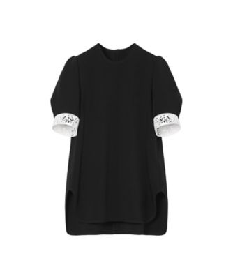 ＜Mame Kurogouchi (Women)＞Ｔｒｉａｃｅｔａｔｅ　Ｐｏｌｙｅｓｔｅｒ　Ｅｍｂｒｏｉｄｅｒｅｄ　Ｓｈｏｒｔ　Ｓｌｅｅｖｅ　Ｔｏｐ　６Ｆ／ＭＭ２６ＳＳ－ＳＨ１０６