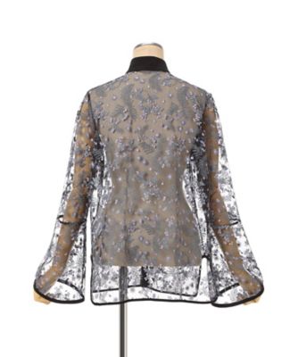 Tulle Lace Stand Collar Shirt 6F