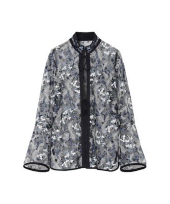 Tulle Lace Stand Collar Shirt 6F