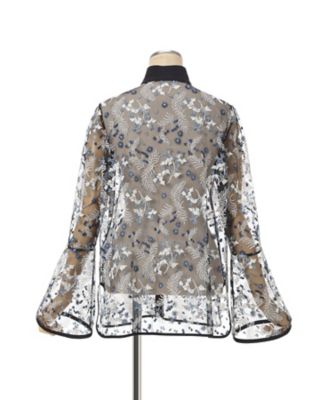 Tulle Lace Stand Collar Shirt 6F