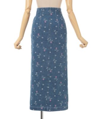 Floral Jacquard High Waisted Denim