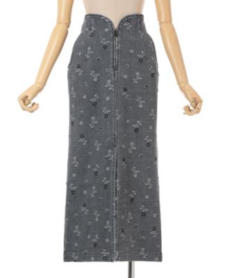 Floral Jacquard High Waisted Denim