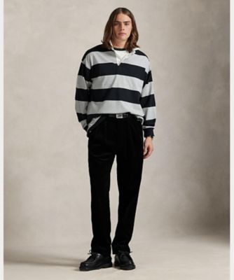 ビッグ フィット ストライプド ジャージー ラグビー シャツ