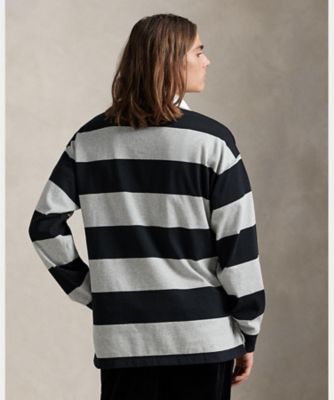 ビッグ フィット ストライプド ジャージー ラグビー シャツ