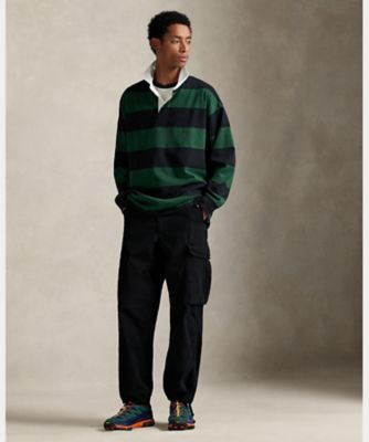 ビッグ フィット ストライプド ジャージー ラグビー シャツ