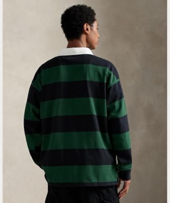 ビッグ フィット ストライプド ジャージー ラグビー シャツ