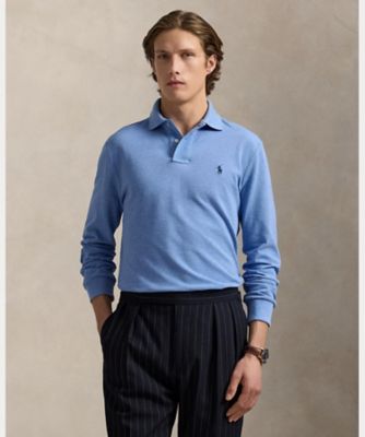 【新品未使用】POLO RALPH LAUREN 長袖ポロシャツ ライトブルーM カスタム スリム ロングスリーブ ポロシャツ