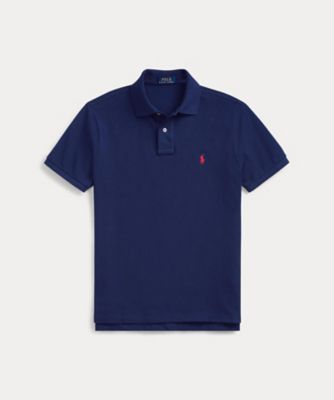 カスタム スリム フィット インディゴ メッシュ ポロシャツ