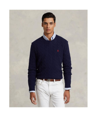 希少 Polo Ralph Lauren ケーブル ブルー XL シルクカシミヤ Polo Ralph Lauren ポロ ラルフローレン ケーブルニット シルク100