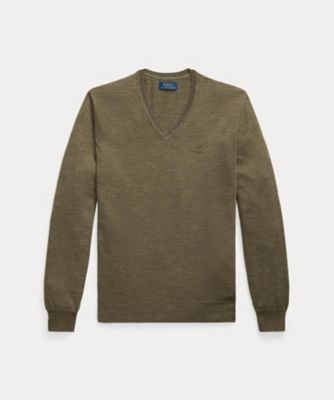 POLO RALPH LAUREN (Men)/ポロ ラルフ ローレン スリム フィット ウォッシャブル ウール Vネック セーター MNPOSWE16822423 300グリーン トップス【三越伊勢丹/公式】