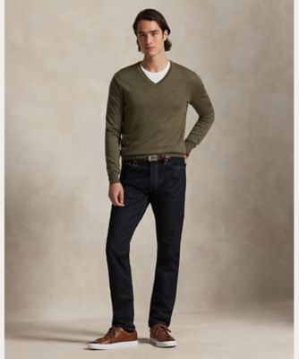 スリム フィット ウォッシャブル ウール Vネック セーター