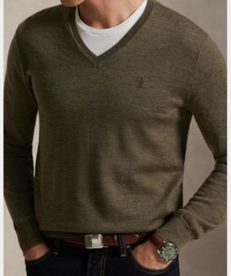 スリム フィット ウォッシャブル ウール Vネック セーター