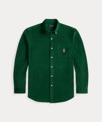 新品 未使用 23年 ポロラルフローレン オックスフォード シャツ ボタン 緑 Polo ベア チェック オックスフォード シャツ