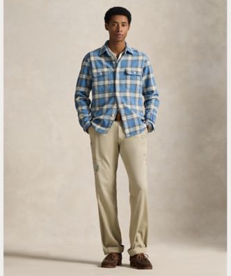ラルフローレン　チェックネルシャツ　スリムフィット　牛革の肘当て付き Ralph Lauren - ラルフローレン チェックネルシャツ スリムフィット