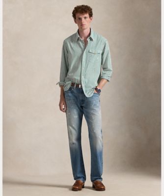 極美品 現行 ポロラルフローレン ストライプ ペイント スプラッター 長袖シャツ POLO RALPH LAUREN - 極美品 現行 ポロラルフローレン ストライプ