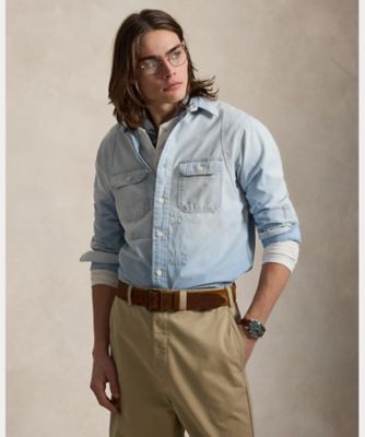POLO RALPH LAREN｜ショート丈シャンブレーワークシャツ（L） クラシック フィット シャンブレー ワークシャツ