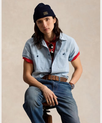 クラシック フィット インディゴ シャンブレー キャンプ シャツ 