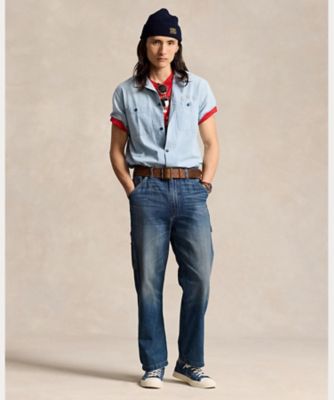 クラシック フィット インディゴ シャンブレー キャンプ シャツ 