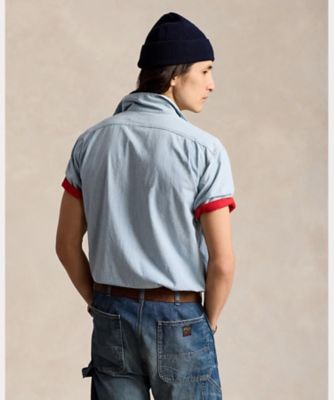 クラシック フィット インディゴ シャンブレー キャンプ シャツ  