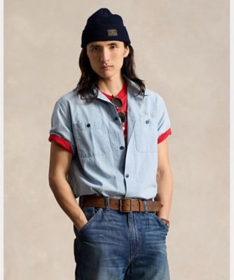 クラシック フィット インディゴ シャンブレー キャンプ シャツ  