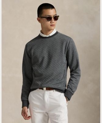 【美品】RLX GOLFクラシックフィット キルティング ダブルニット ブルーM セール】 【MEN】【ウォッシャブル】グラフィックダブルジャガード